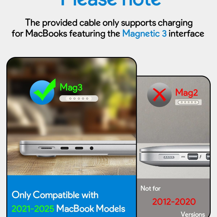 Mac Book Pro Charger - 96/70 Watt USB C to Magnetic 3 Charger for Mac pro 14-16inch 2021 2023 2024 M1 M2 M3 M4, Mac Air 13-15inch 2022 2023 2024 2025 M2 M3 M4, Include 6.6ft Charge Cable