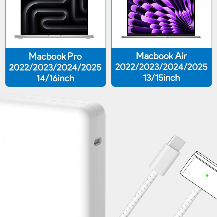 Mac Book Pro Charger - 96/70 Watt USB C to Magnetic 3 Charger for Mac pro 14-16inch 2021 2023 2024 M1 M2 M3 M4, Mac Air 13-15inch 2022 2023 2024 2025 M2 M3 M4, Include 6.6ft Charge Cable