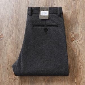 European Autumn and Winter Thick Wool Men's Pants with Drape, Wrinkle-Free Straight-Leg Commuter Light Luxury Brushed Business Casual Trousers